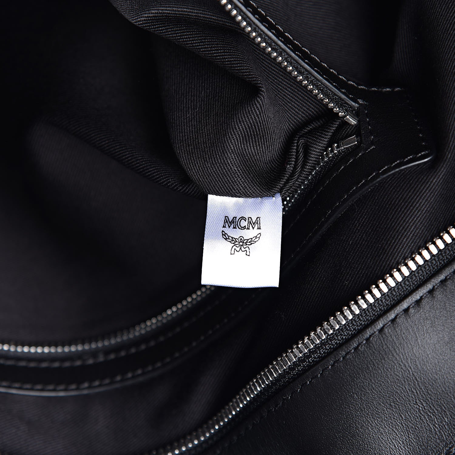 MCM Metallic Visetos Striped Medium Anya Shopper Tote Black Silver 7 of 10