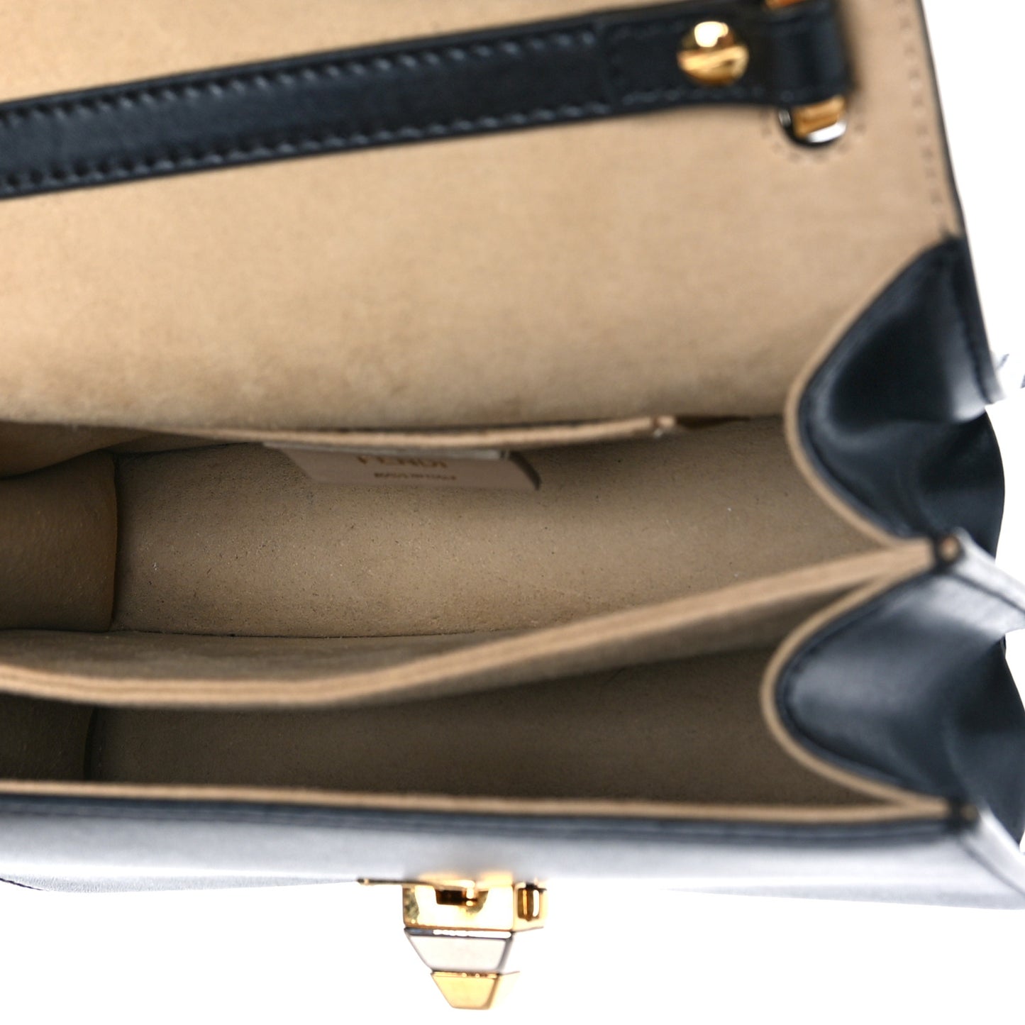 Vitello Liberty Metal Monster Eyes Small Kan I Shoulder Bag Black Gold