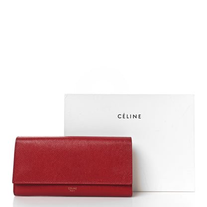 Celine Grained Calfskin Large Flap Wallet Red 8 of 8