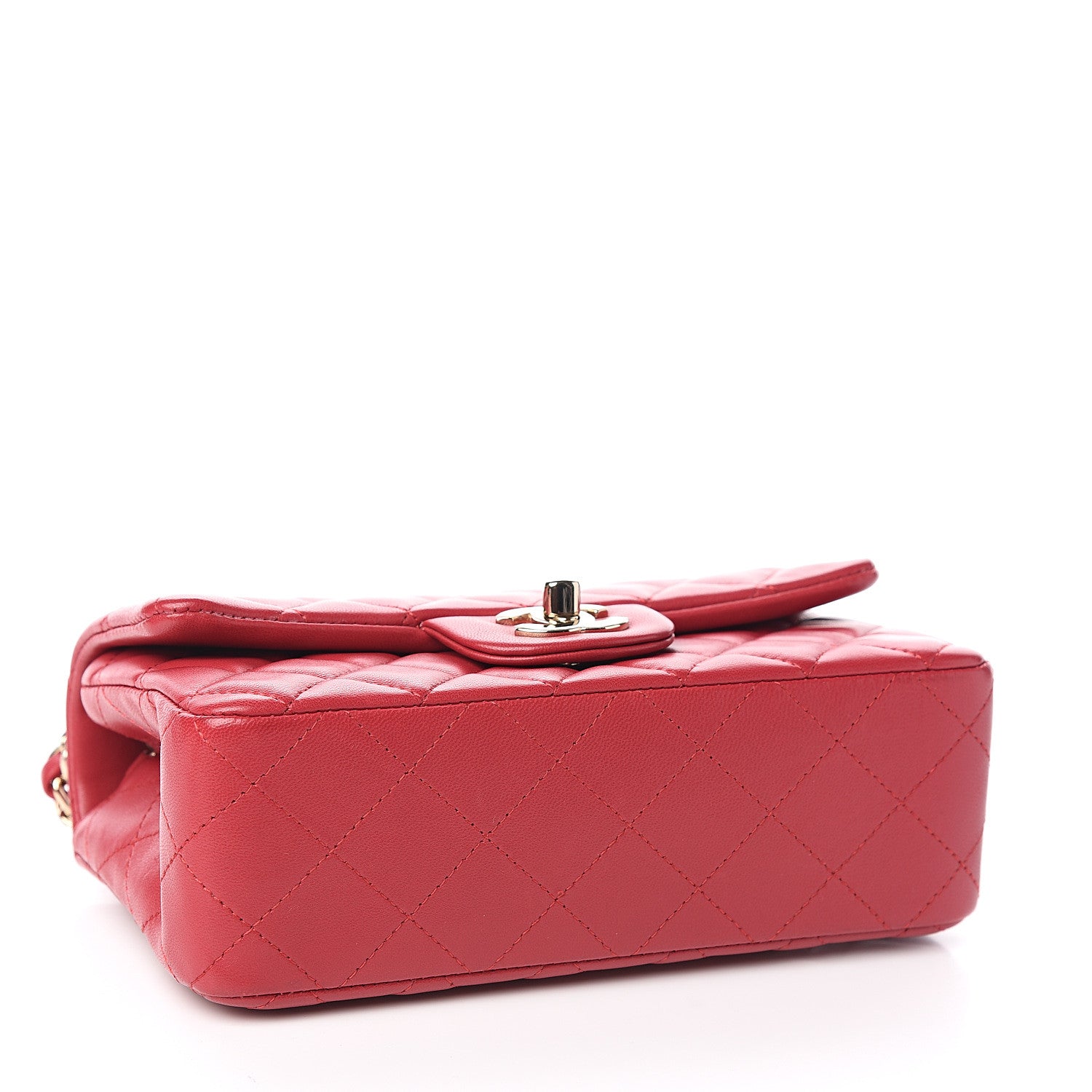 Chanel Lambskin Quilted Mini Rectangular Flap Dark Pink 3 of 10
