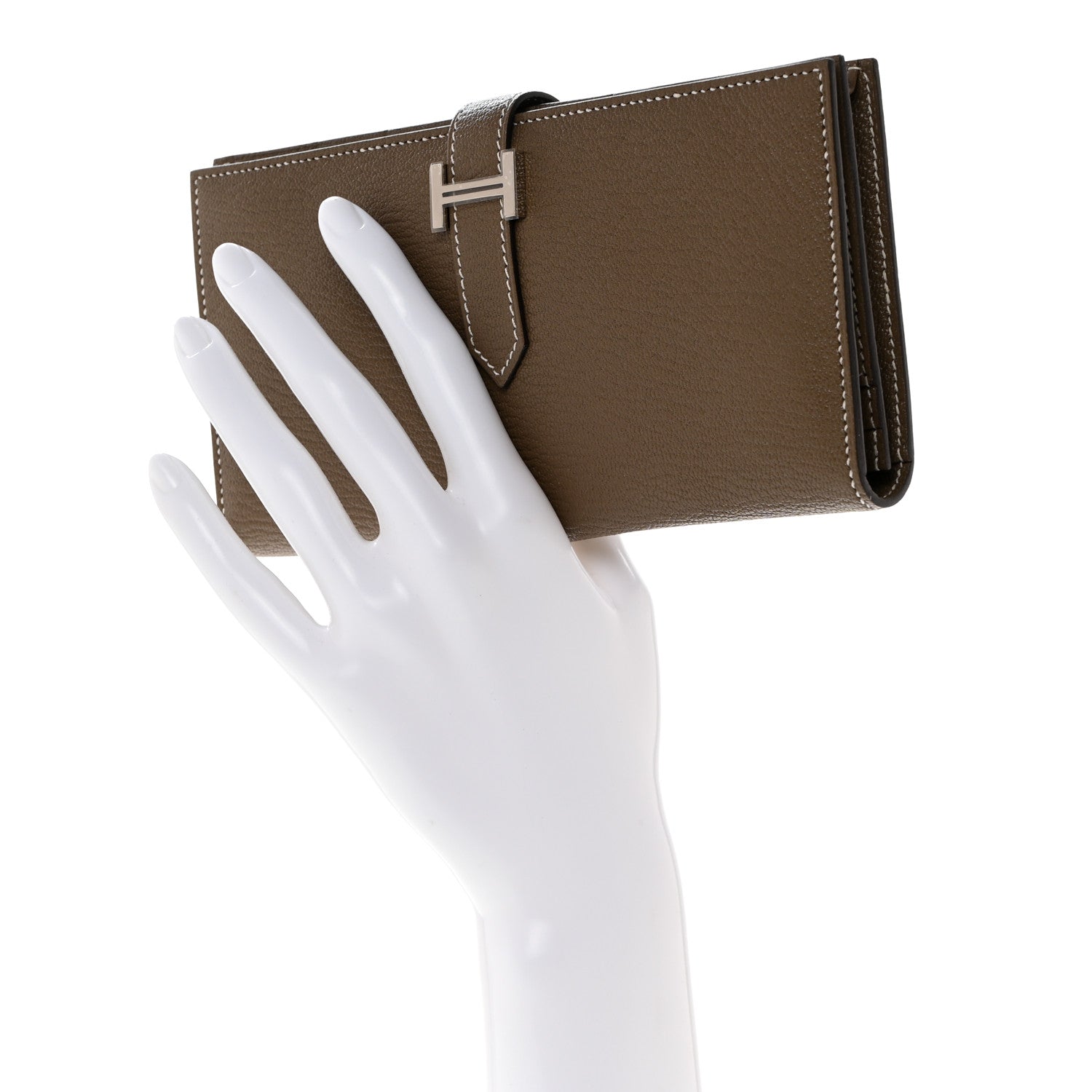 Hermes Chevre Mysore Bearn Gusset Wallet Etoupe 2 of 8
