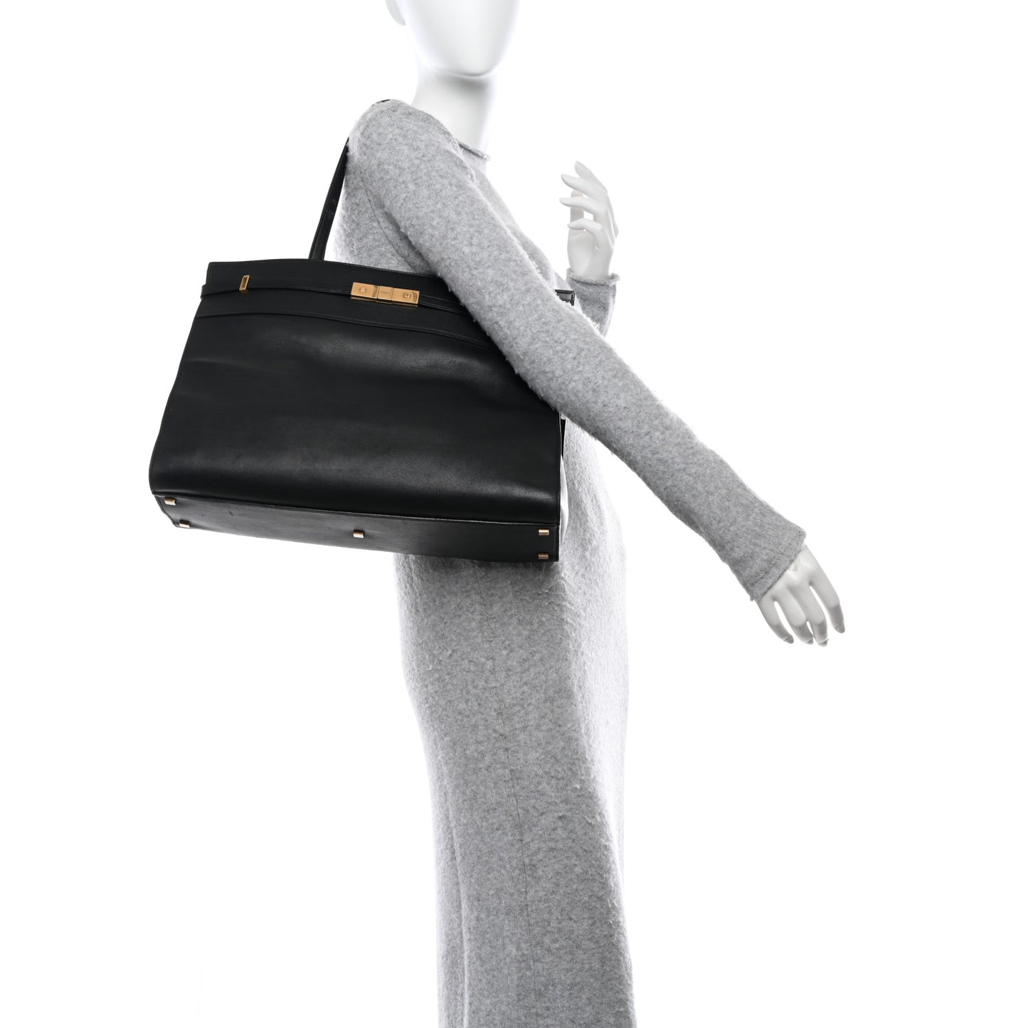 Calfskin Large Manhattan Shopper Tote Black