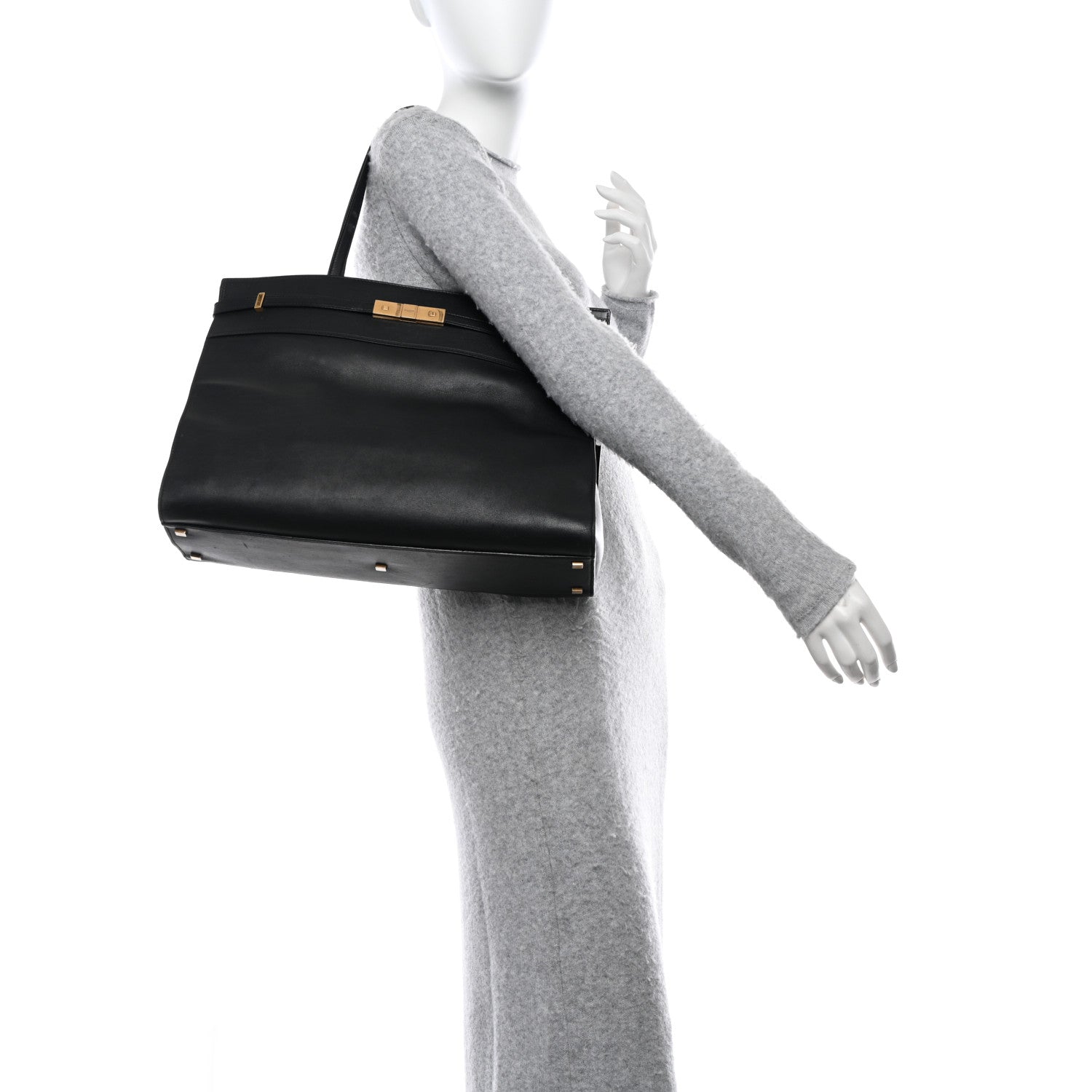 Saint Laurent Calfskin Large Manhattan Shopper Tote Black 2 of 16