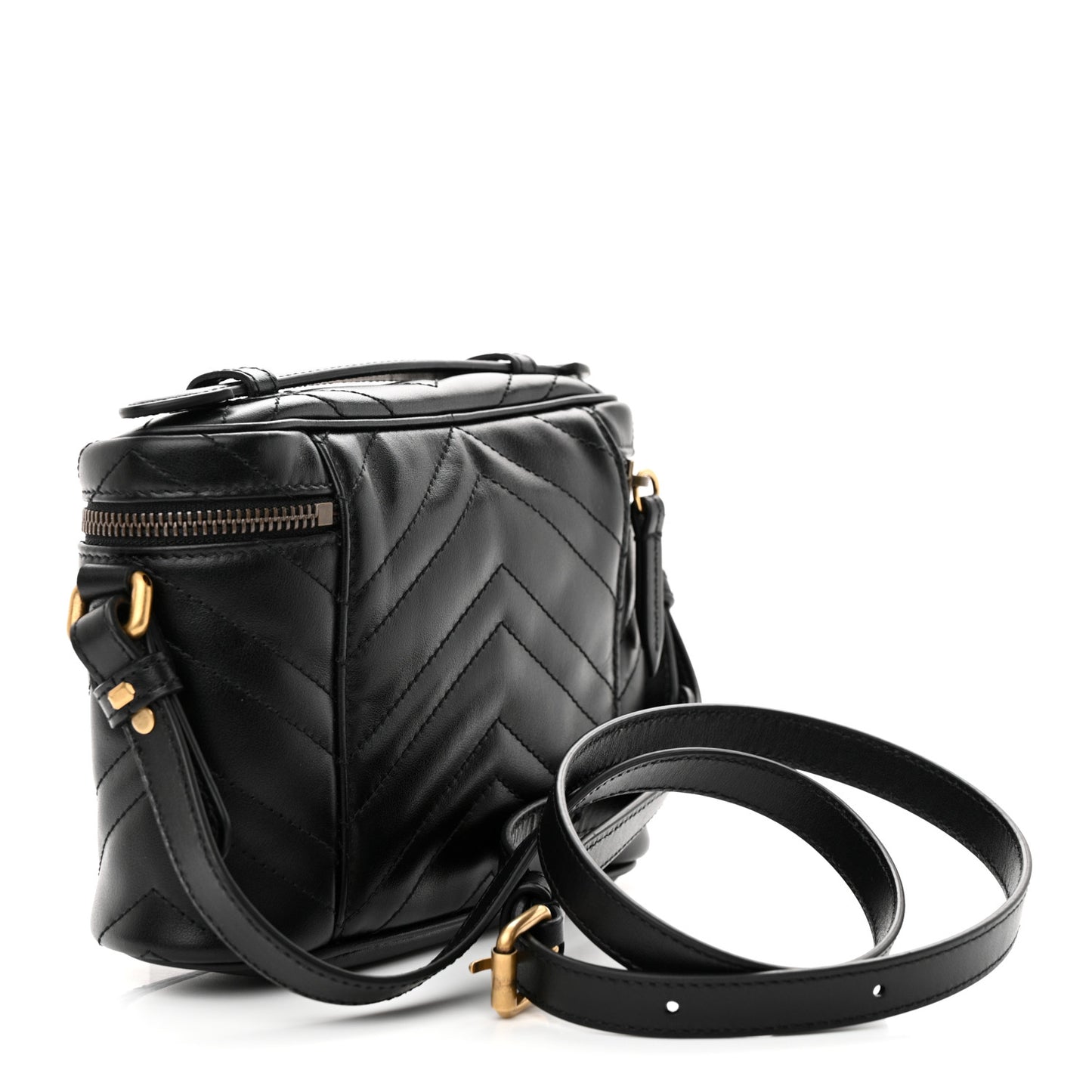 Calfskin Matelasse Small GG Marmont Vanity Cosmetic Case Black