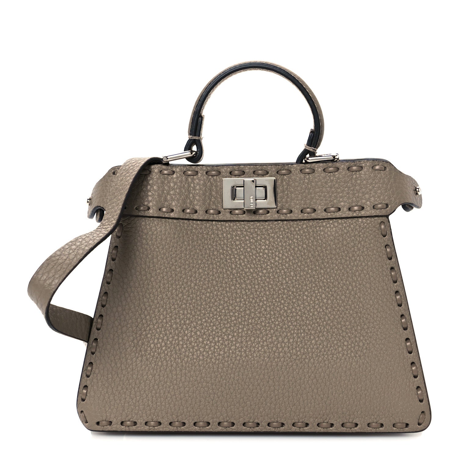 Fendi Cuoio Romano Selleria Mini Peekaboo I SEE U Iconic Satchel Fettuccia 2 of 19