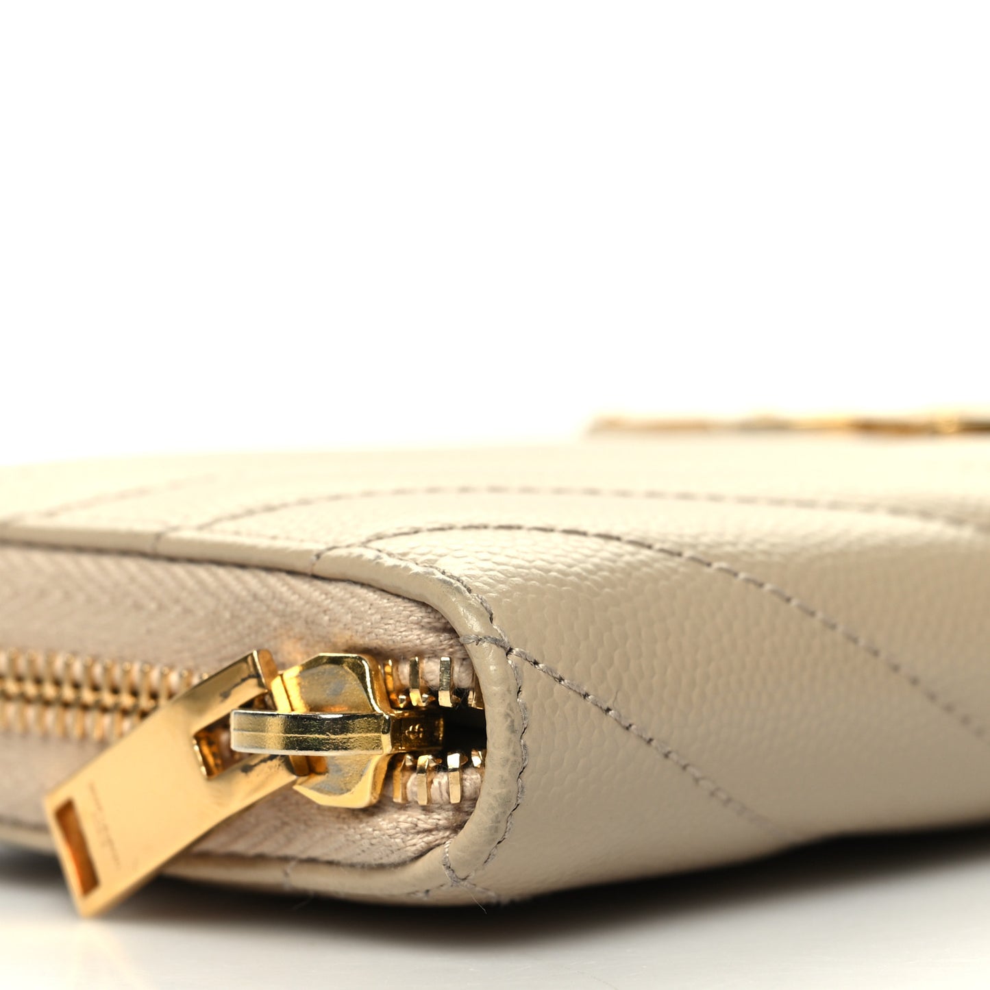 Grain De Poudre Matelasse Chevron Monogram Zip Around Wallet Dark Beige
