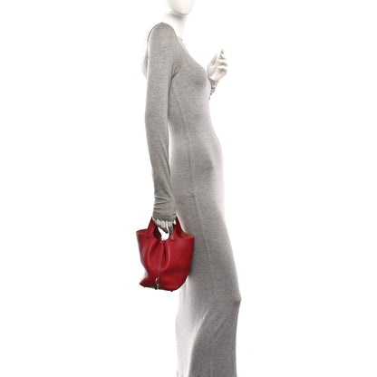 Hermes Taurillon Clemence Picotin Lock 18 PM Rouge Garance 2 of 10