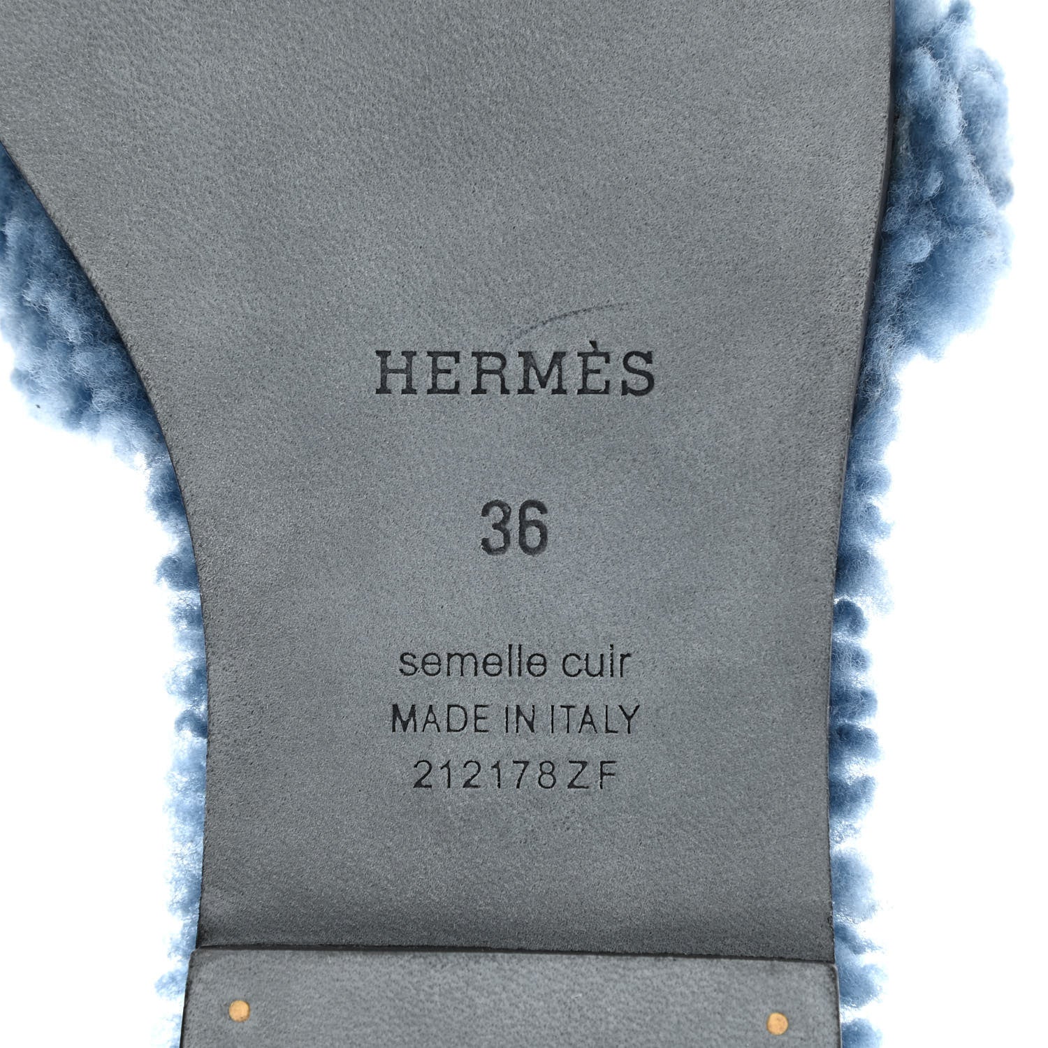 Hermes Woolskin Oran Sandals 36 Bleu 7 of 7
