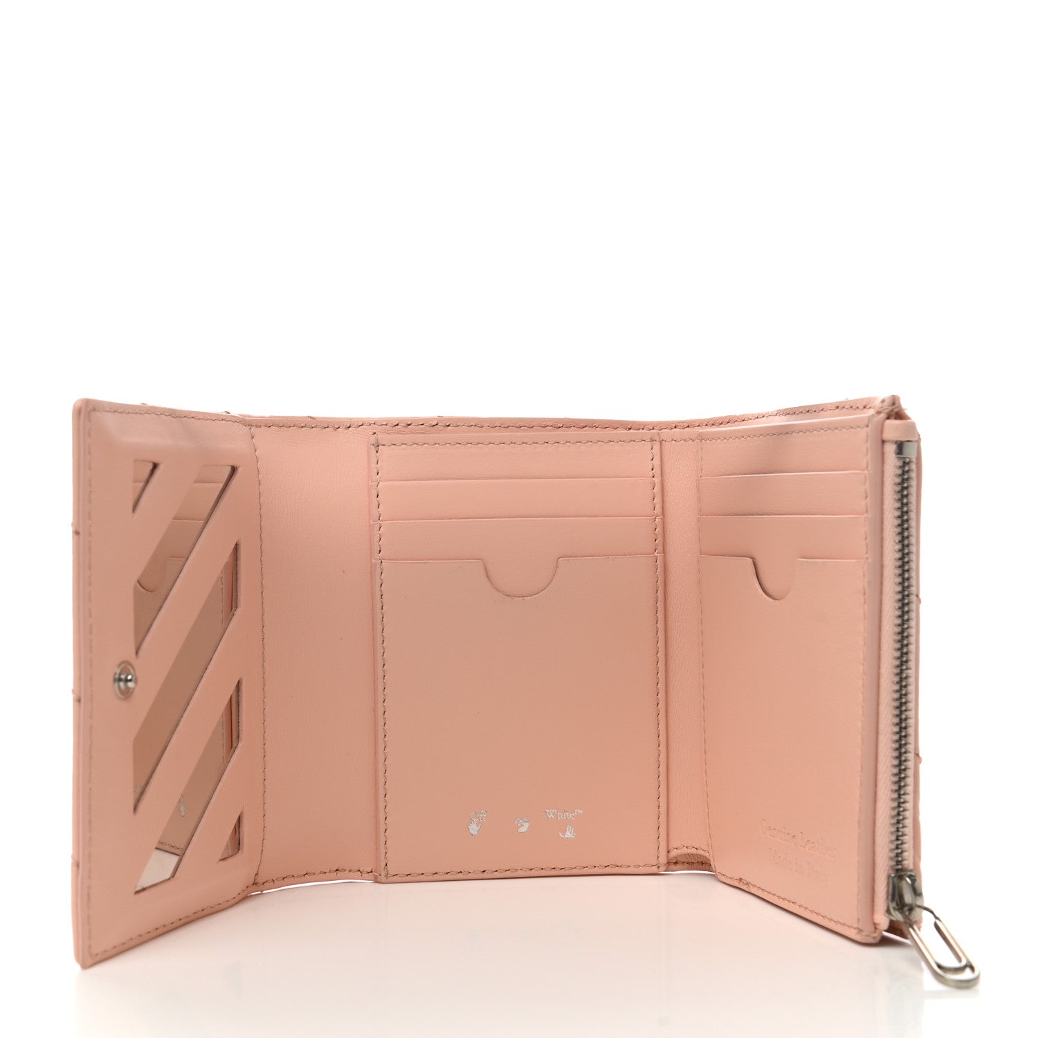 Off-White Calfskin Quilted Jackhammer French Wallet Pink Off-White Calfskin Quilted Jackhammer French Wallet Pink