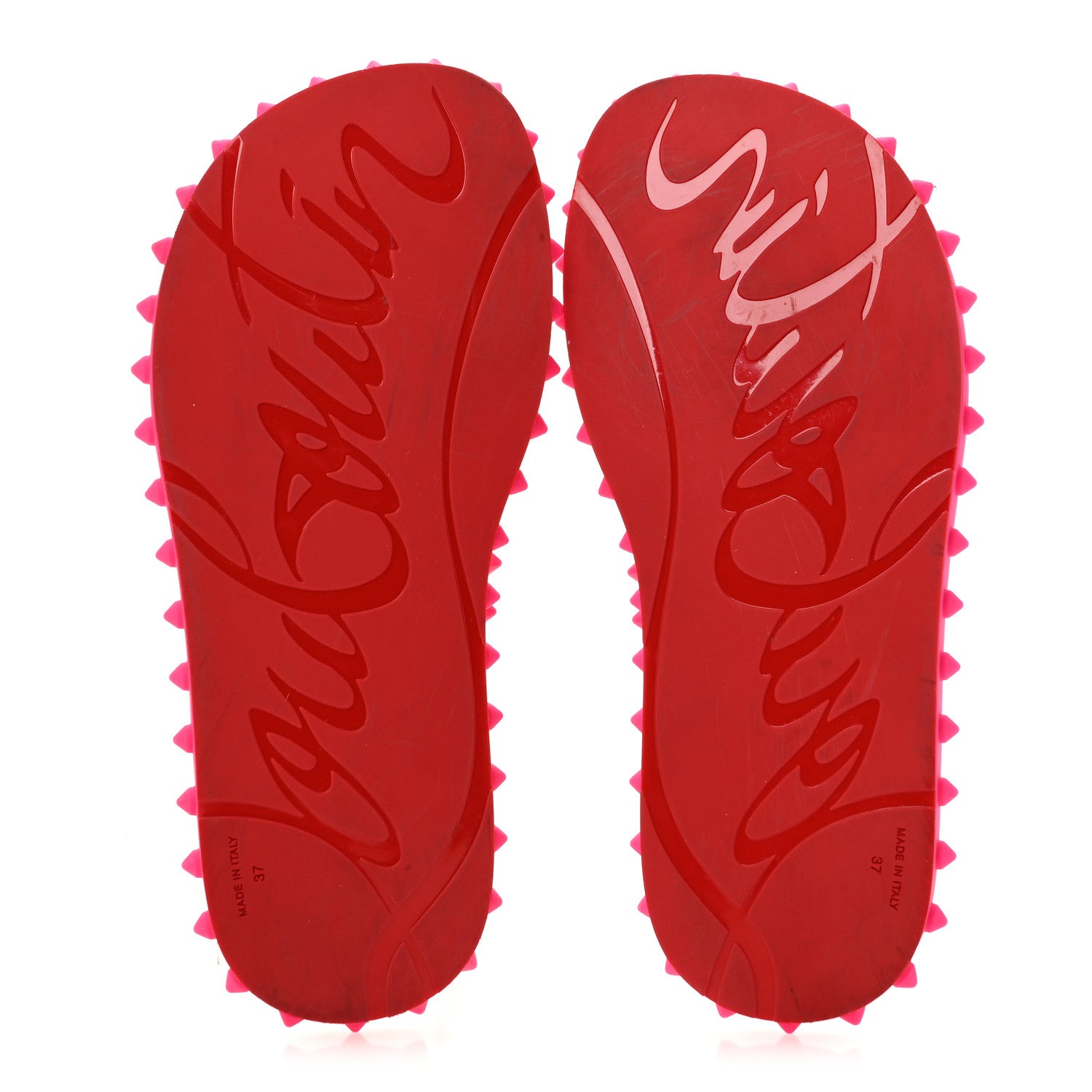 Christian Louboutin Rubber Spike Loubi Donna Flip Flop 37 Pink