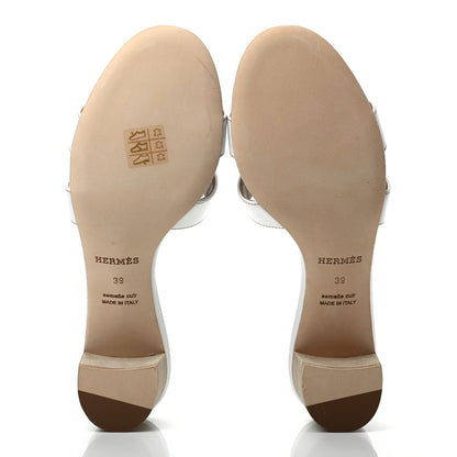 Hermes Calfskin Oasis Sandals 39 White 5 of 8
