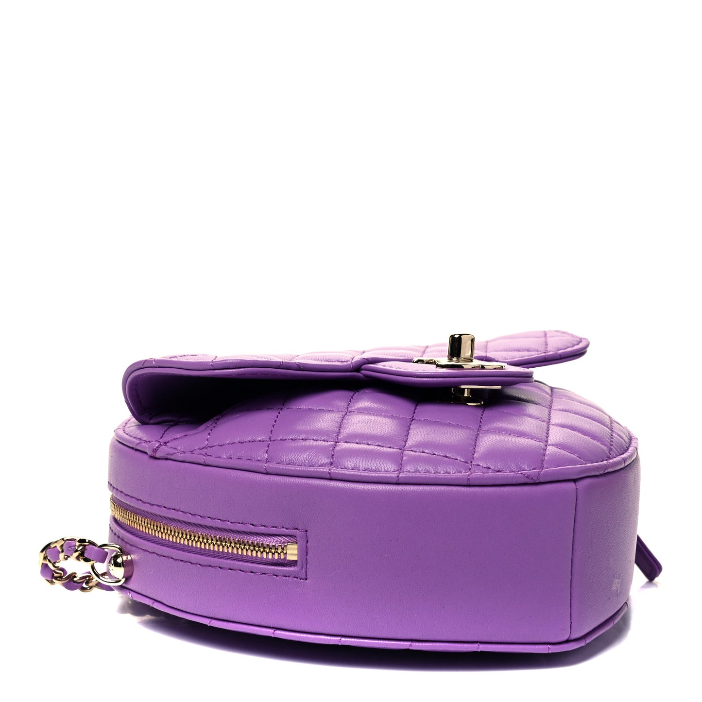 Lambskin Quilted CC In Love Heart Bag Purple