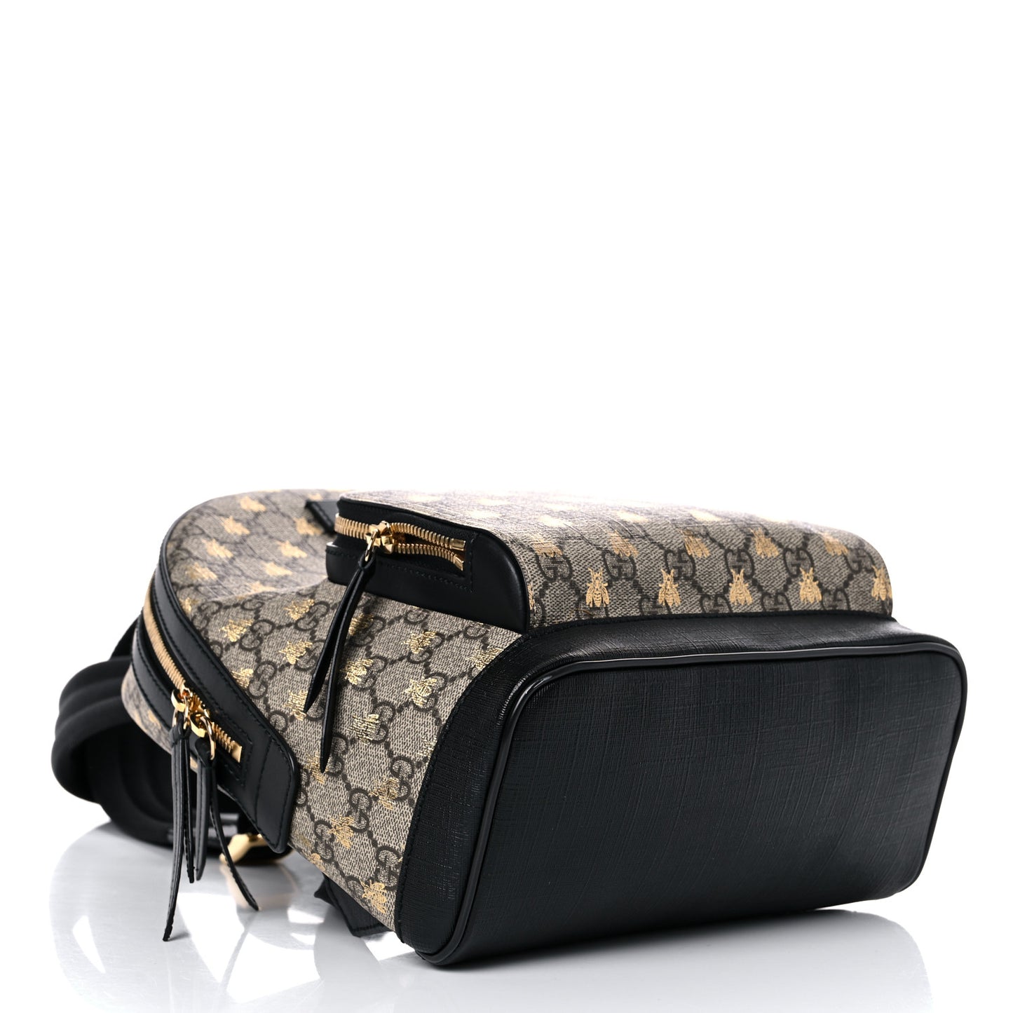 GG Supreme Monogram Bees Print Small Day Backpack Beige Oro Black