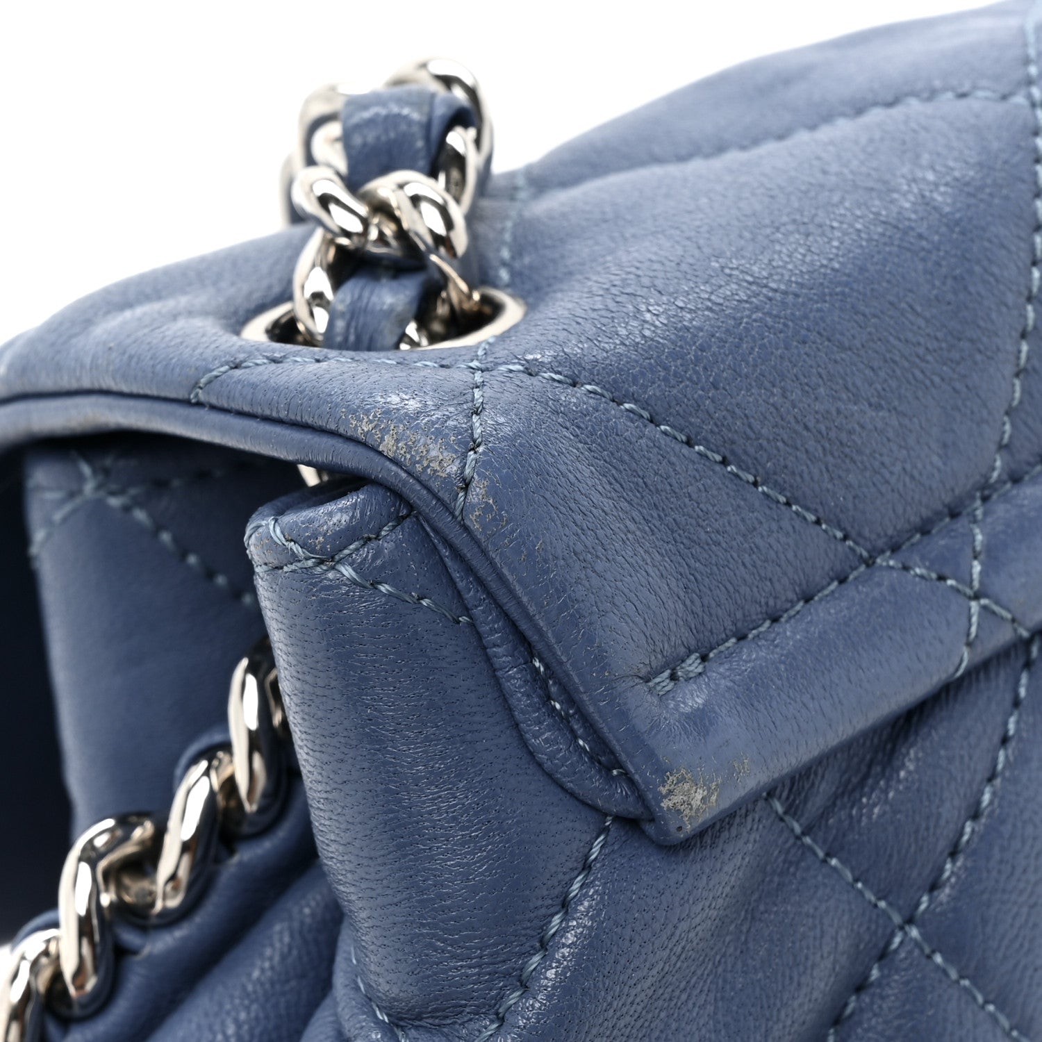 Chanel Washed Lambskin Quilted Medium Chain Around Messenger Blue 16 of 19