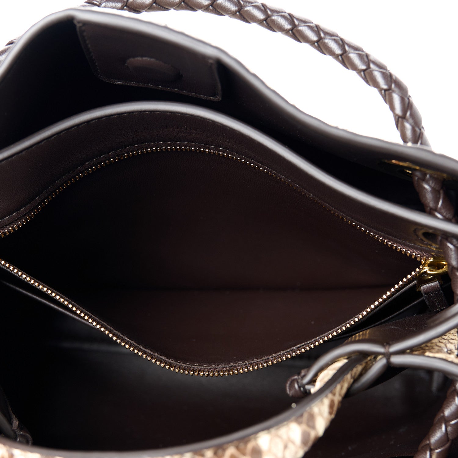 Bottega Veneta Snakeskin Intrecciato Small Andiamo Shoulder Bag Roccia Fondant 6 of 11