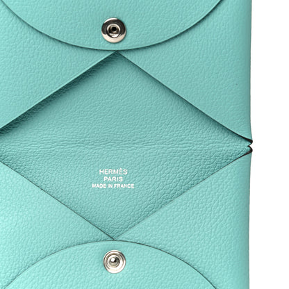Hermes Evercolor Calvi Card Case Bleu Atoll 10 of 11