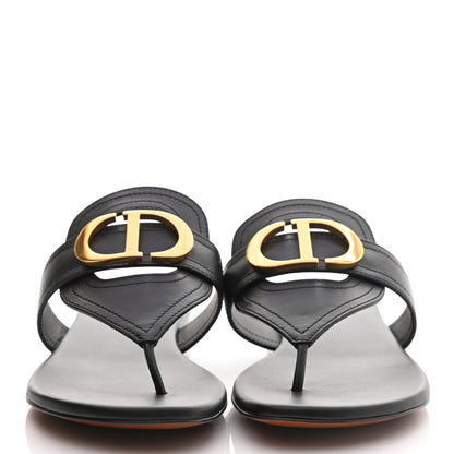 Christian Dior Calfskin 30 Montaigne Thong Sandals 36.5 Black 2 of 8