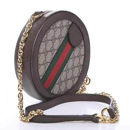 Gucci GG Supreme Monogram Web Mini Ophidia Round Shoulder Bag Brown 2 of 9
