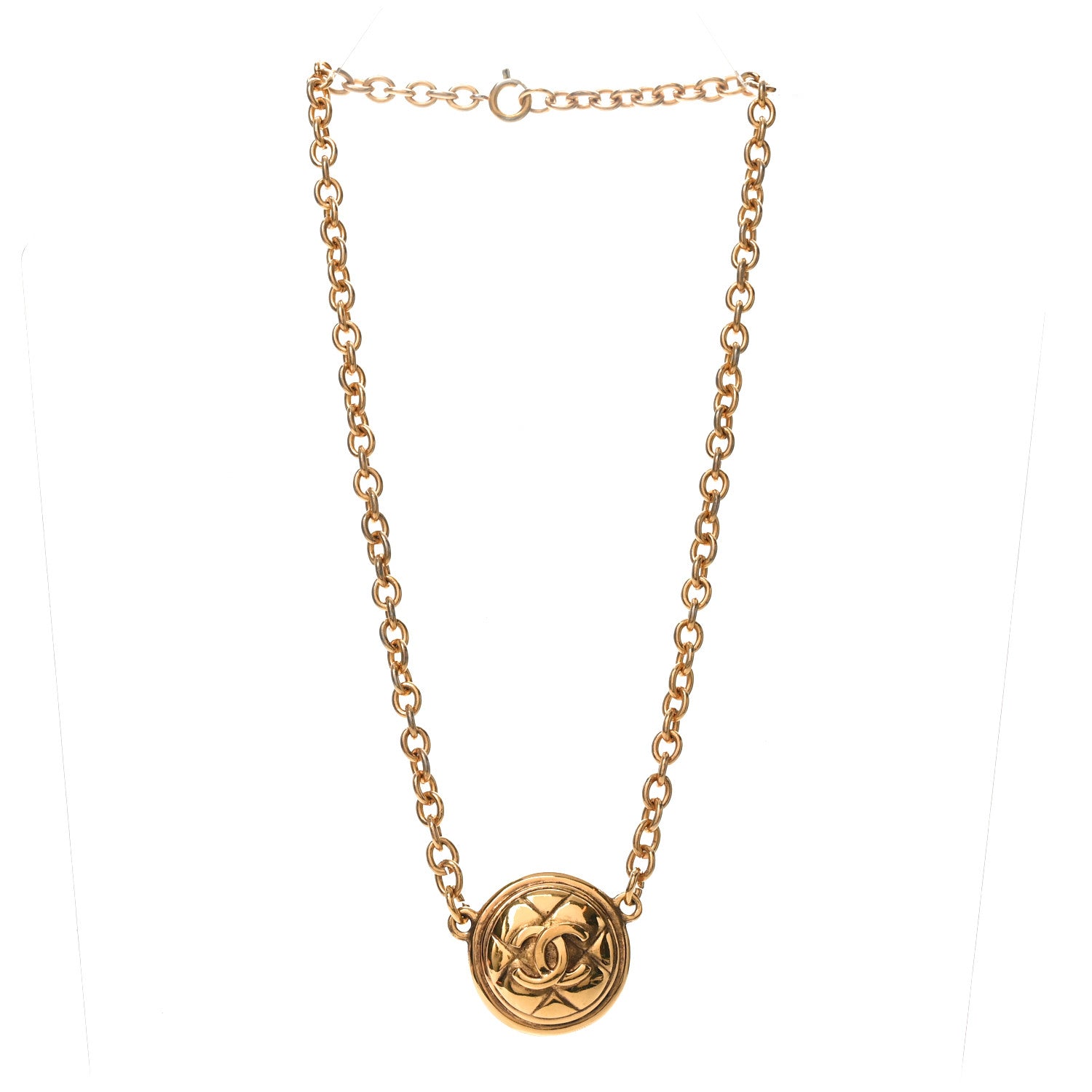 Chanel Quilted CC Pendant Chain Necklace Gold 3 of 4