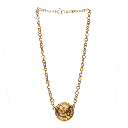 Chanel Quilted CC Pendant Chain Necklace Gold 3 of 4
