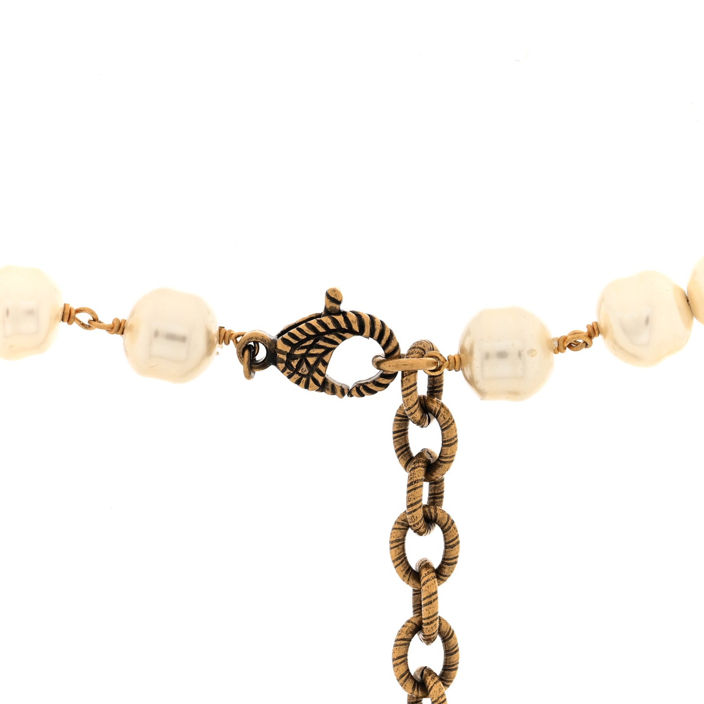 Crystal Pearl Double G Necklace Aged Gold Multicolor