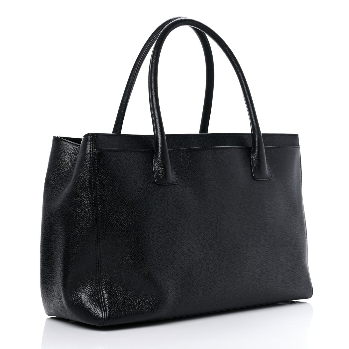 Calfskin Cerf Executive Shopper Tote Black