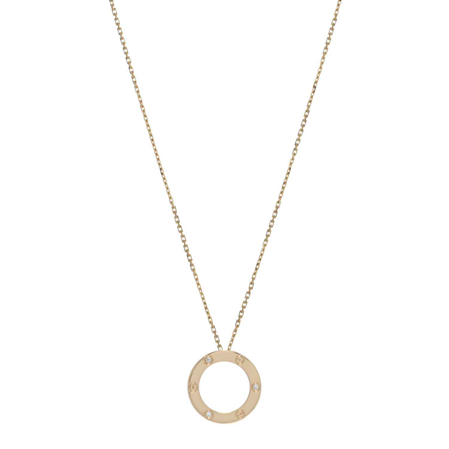 Cartier 18K Yellow Gold 3 Diamonds LOVE Pendant Necklace 1 of 5