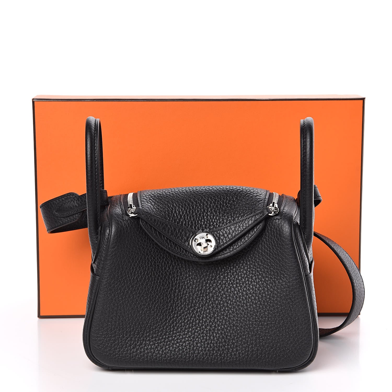 Hermes Taurillon Clemence Mini Lindy 20 Black 10 of 10