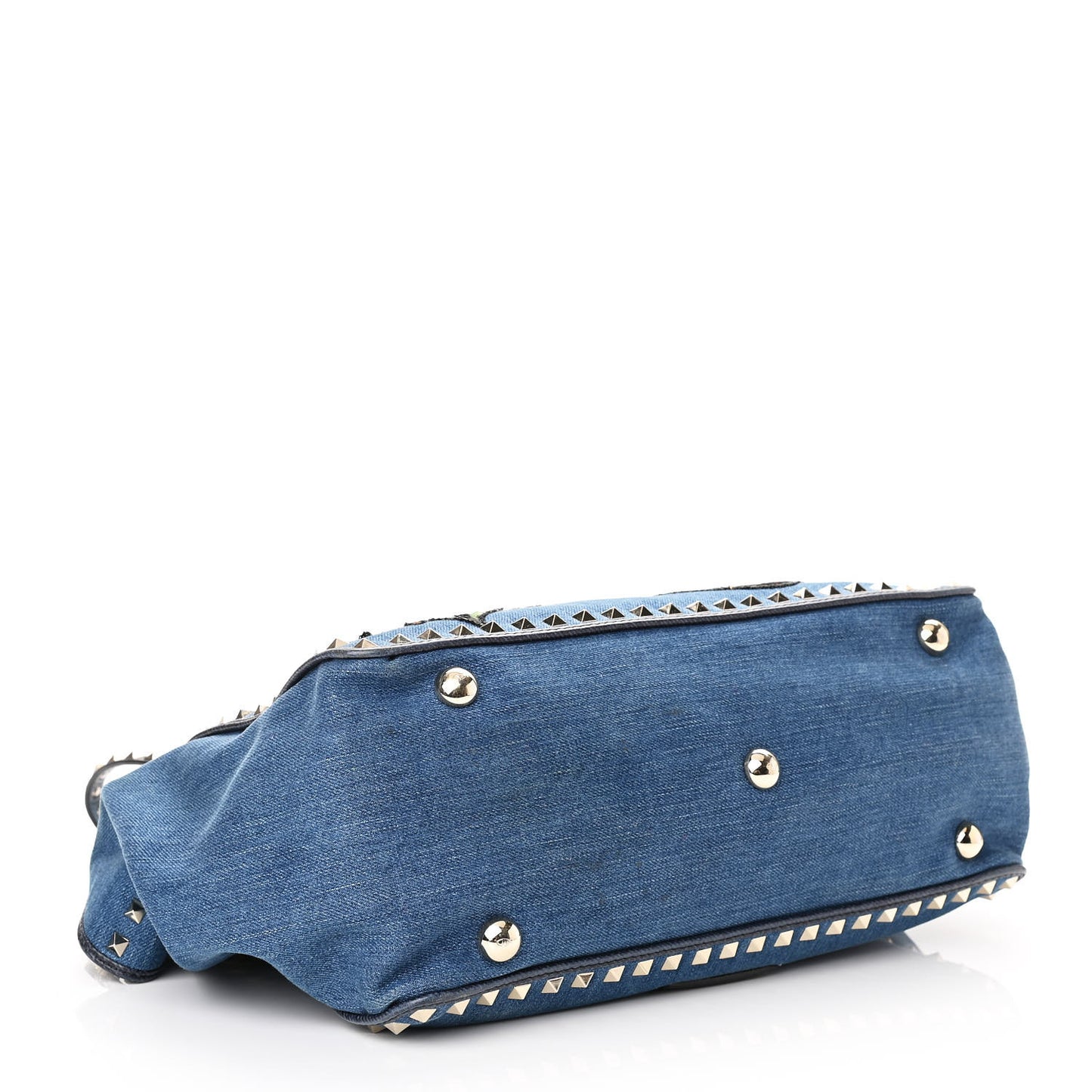 Denim Butterfly Embroidered Medium Rockstud Tote Light Denim Multicolor