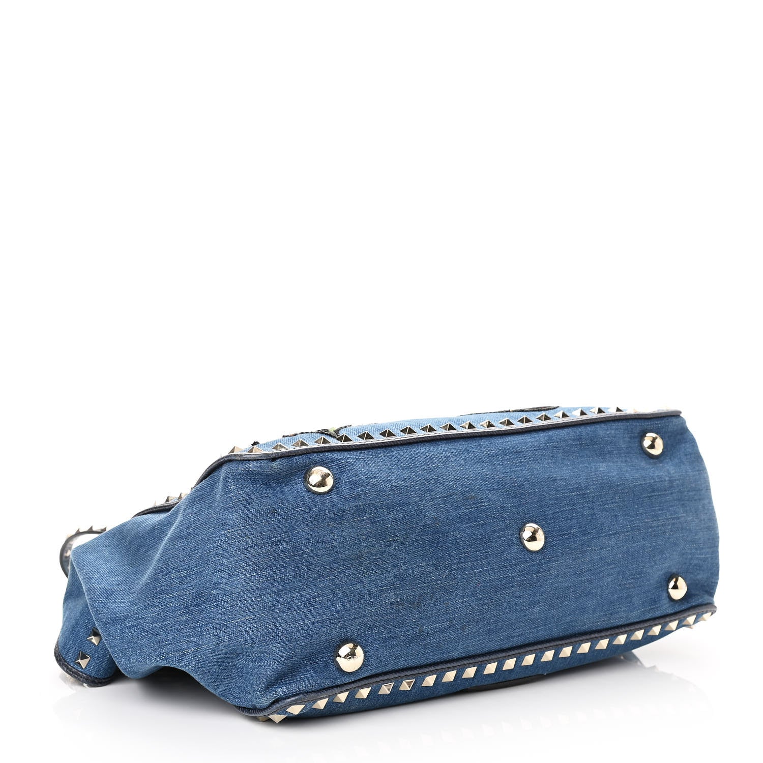 Valentino Garavani Denim Butterfly Embroidered Medium Rockstud Tote Light Denim Multicolor 4 of 9