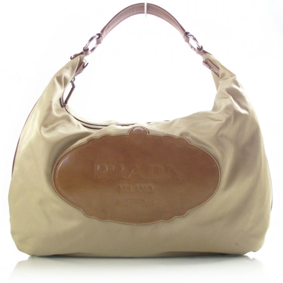 Prada Tessuto Nylon Logo Sacca Cammello 1 of 11