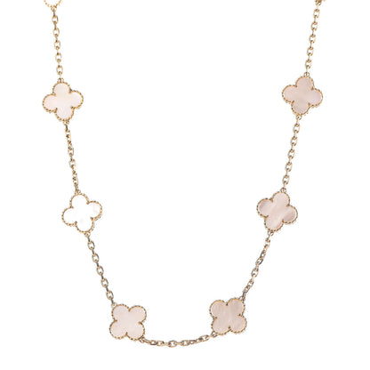 Van Cleef & Arpels 18K Yellow Gold Mother of Pearl 10 Motifs Vintage Alhambra Necklace 1 of 7
