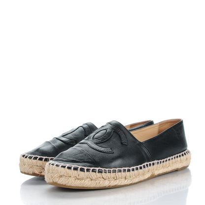 Chanel Lambskin CC Espadrilles 38 Black 2 of 10