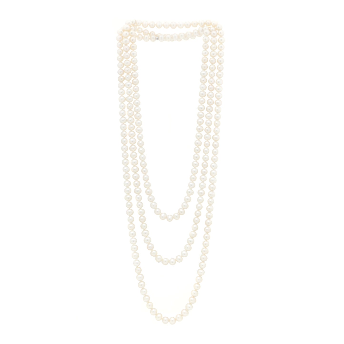 Sterling Silver Pearl 7.5-8mm Ziegfeld Strand Necklace 80"