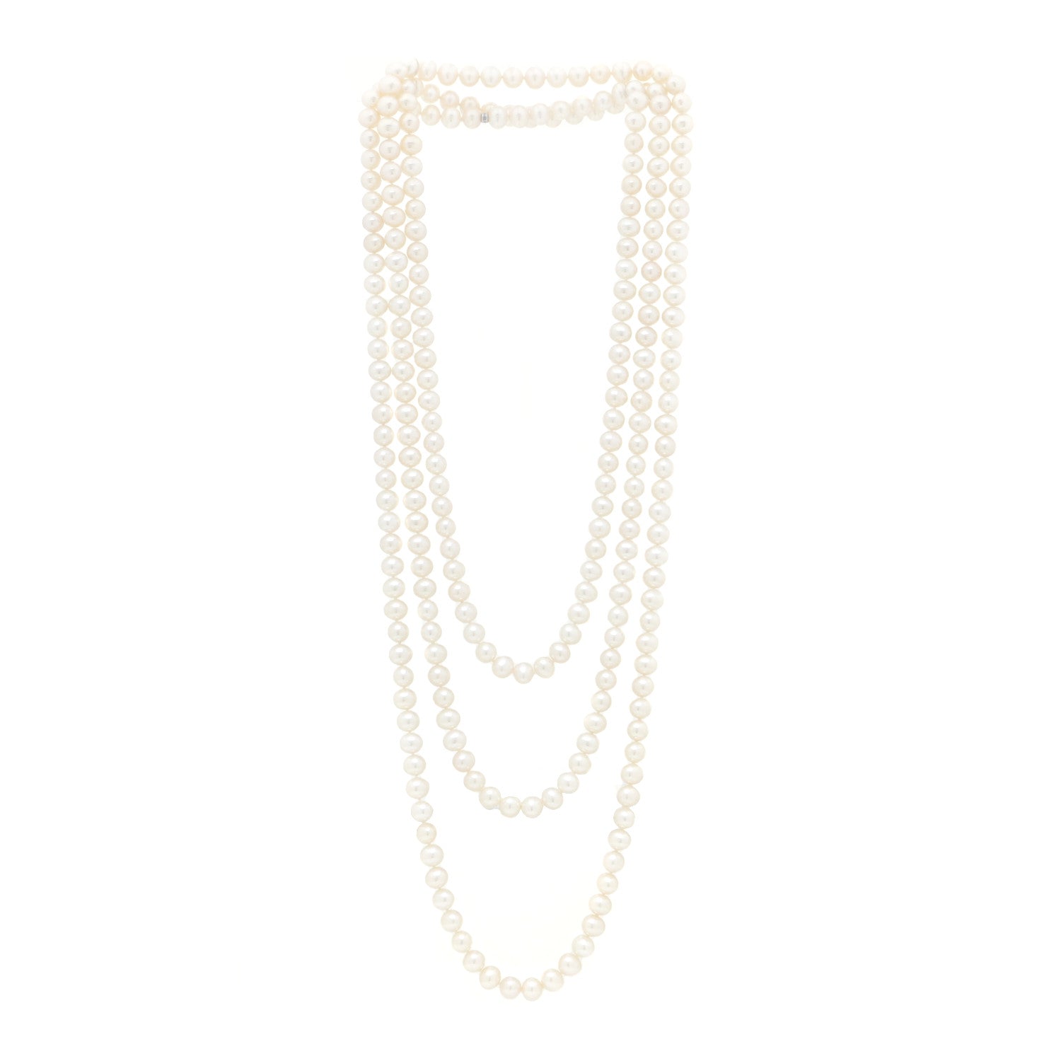 Tiffany Sterling Silver Pearl 7.5-8mm Ziegfeld Strand Necklace 80" 3 of 5