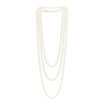 Tiffany Sterling Silver Pearl 7.5-8mm Ziegfeld Strand Necklace 80" 3 of 5