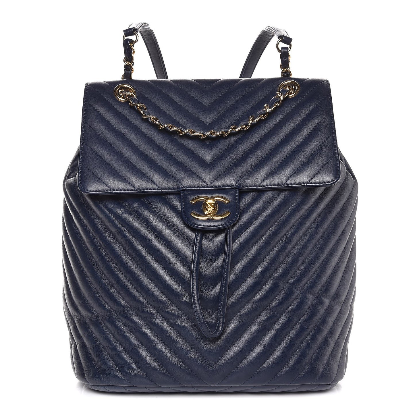 Calfskin Chevron Quilted Large Urban Spirit Backpack Navy