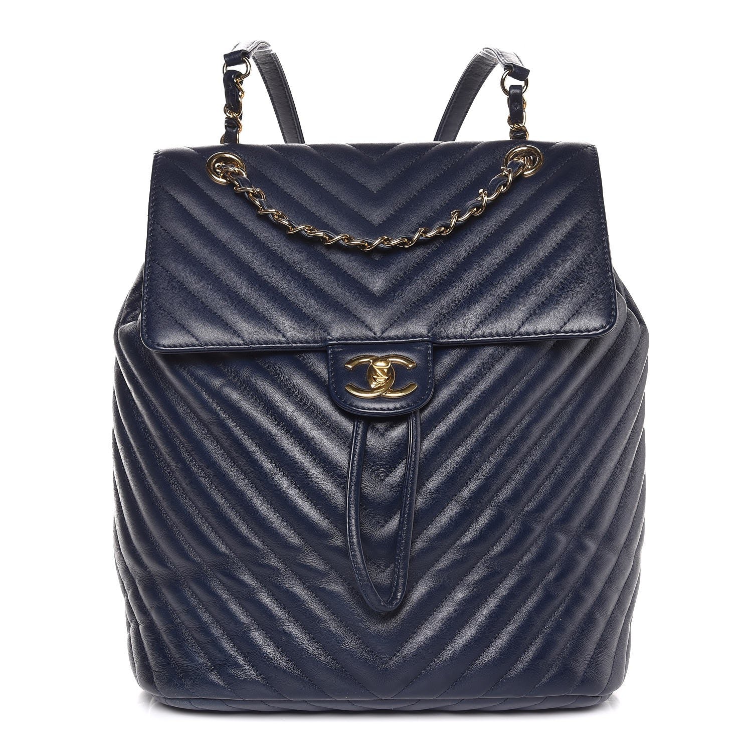 Chanel Calfskin Chevron Quilted Large Urban Spirit Backpack Navy 1 of 7