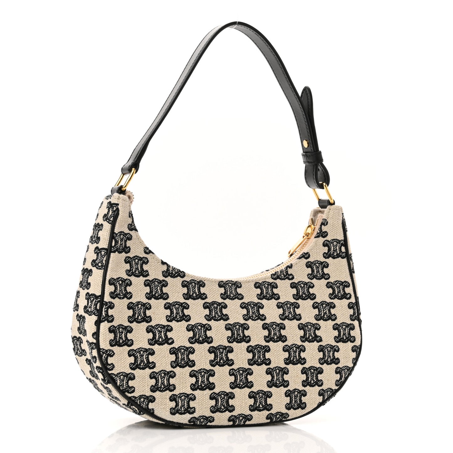 Embroidered Ava Triomphe Shoulder Bag Black