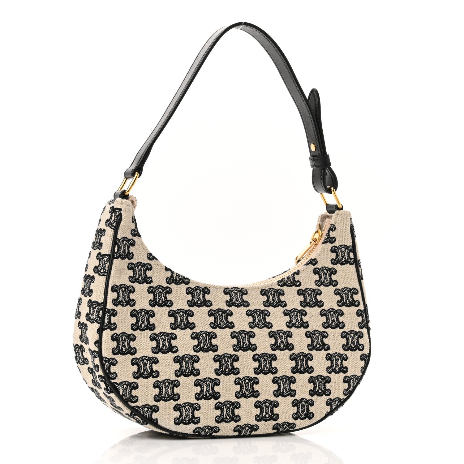 Celine Embroidered Ava Triomphe Shoulder Bag Black 3 of 9
