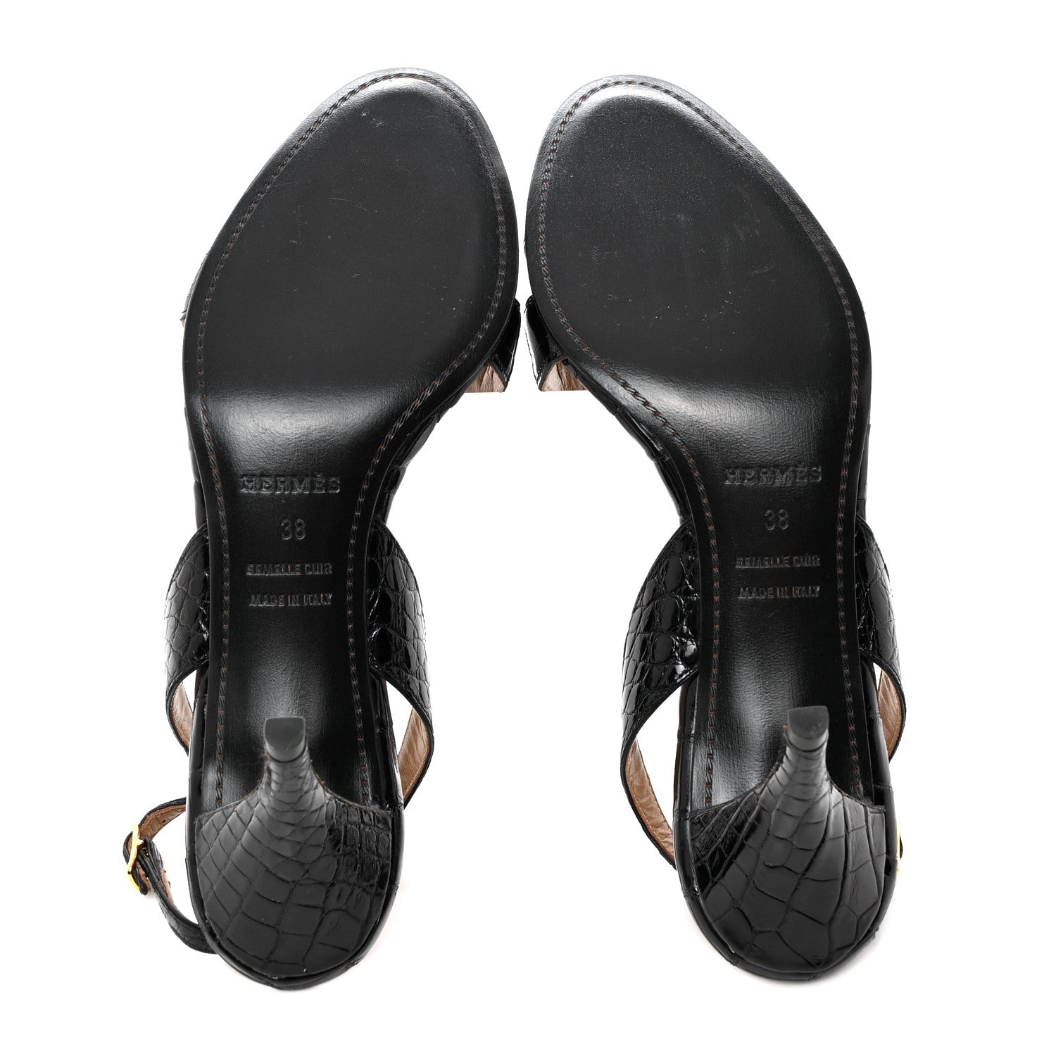Hermes Alligator Night 70 Sandals 38 Black 5 of 9