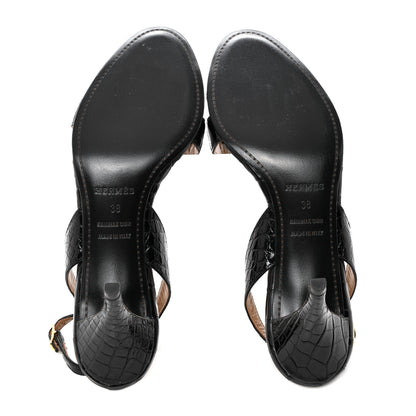 Hermes Alligator Night 70 Sandals 38 Black 5 of 9
