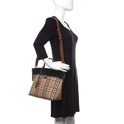 Burberry Calfskin Vintage Check Small Society Top Handle Bag Archive Beige Black 2 of 10