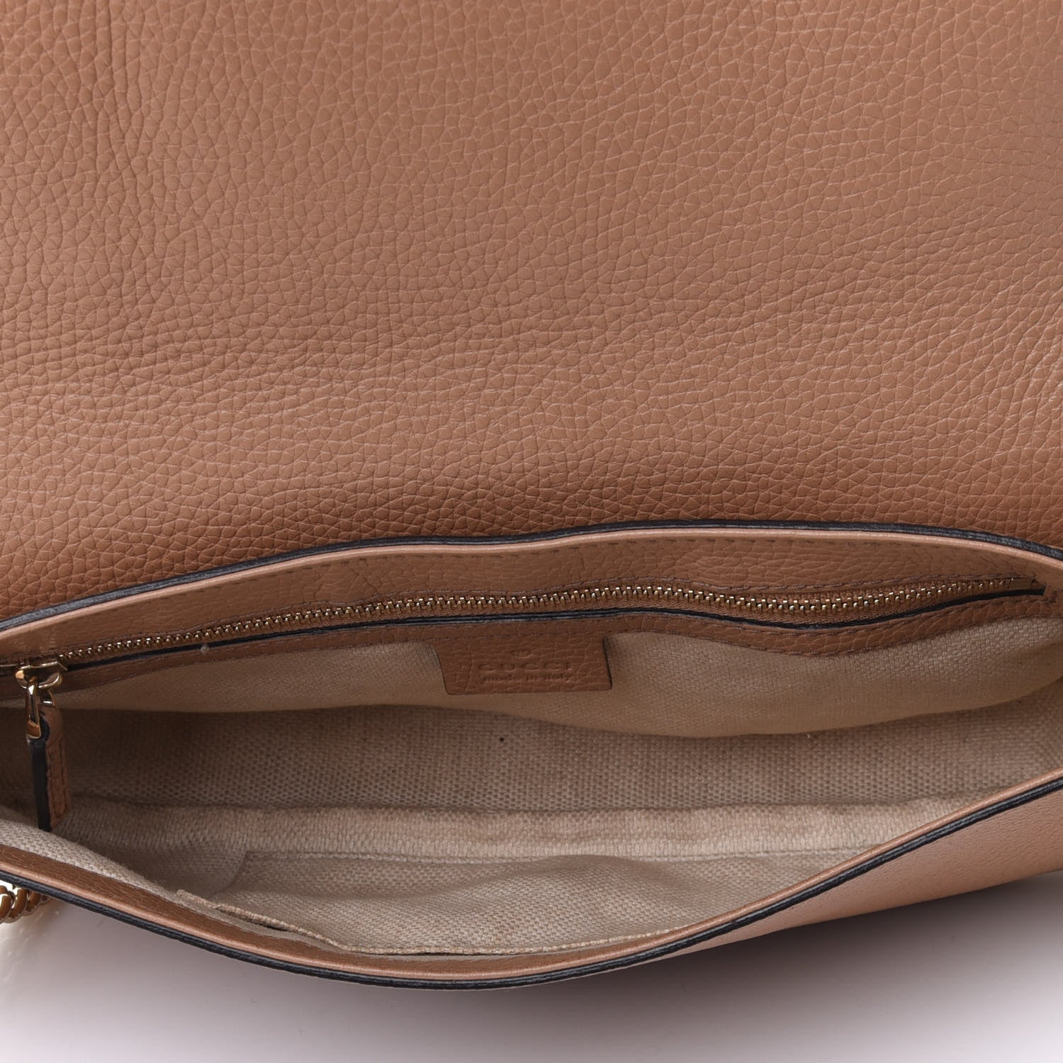 Gucci Pebbled Calfskin Medium Soho Flap Crossbody Camelia 4 of 4