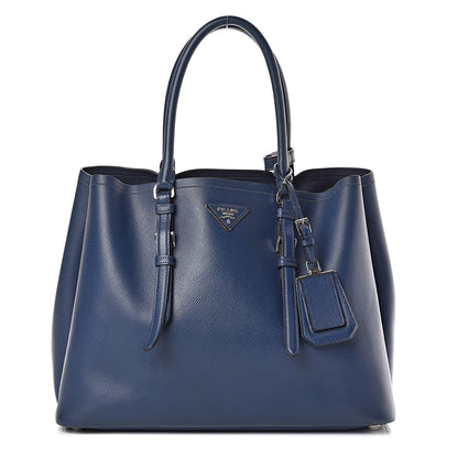 Prada Saffiano Cuir Medium Double Handle Tote Bluette 1 of 28
