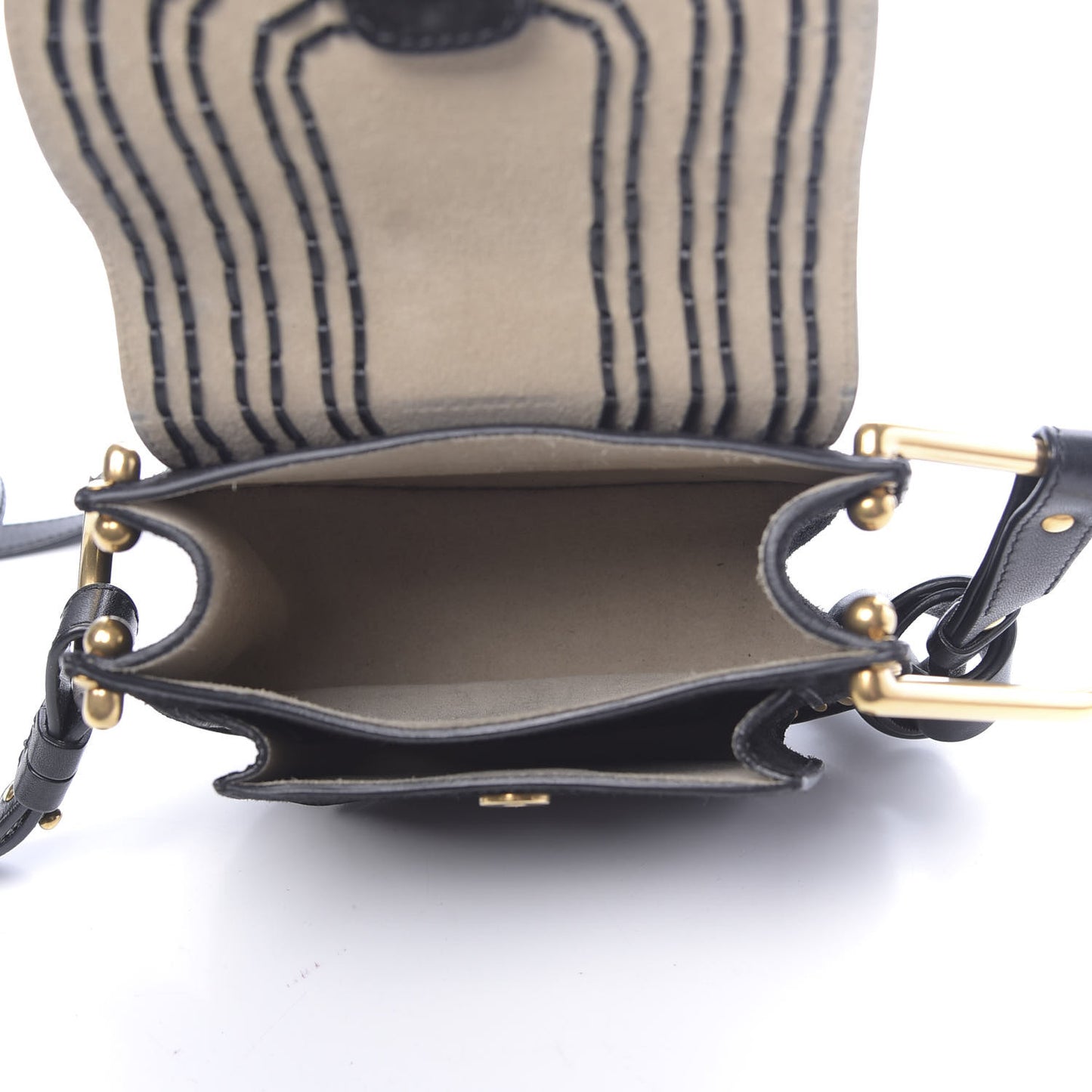 Suede Calfskin Braided Mini Hudson Shoulder Bag Black