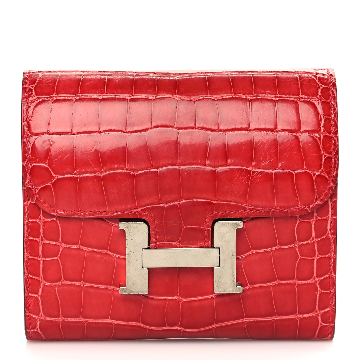 Shiny Alligator Constance Short Wallet Geranium