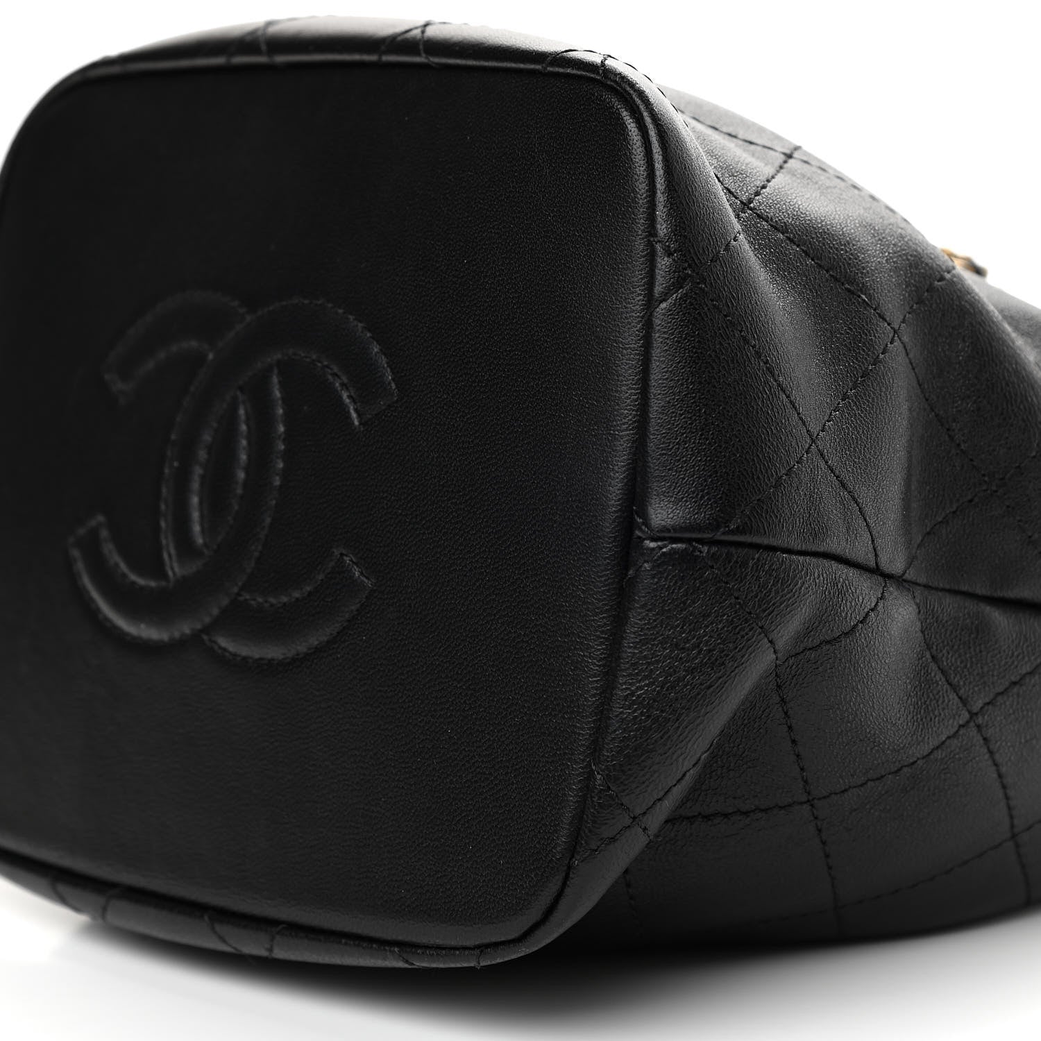 Chanel Lambskin Stitched Drawstring Bag Black 10 of 10