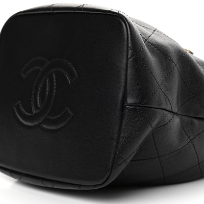 Chanel Lambskin Stitched Drawstring Bag Black 10 of 10