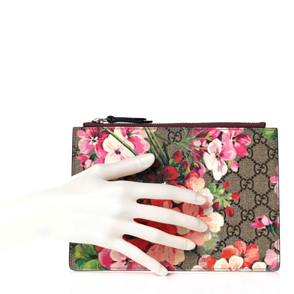 Gucci GG Supreme Monogram Blooms Small Zip Pouch Beige Multicolor Dry Rose 3 of 7